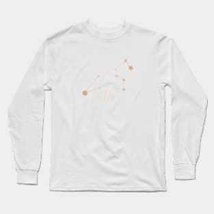 Leo Zodiac Constellation in Rose Gold Long Sleeve T-Shirt